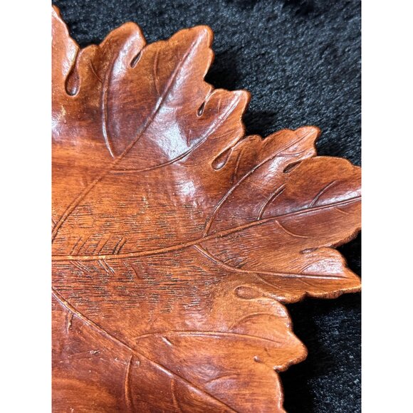 Vintage Multi Products Candy Dish Nut Bowl Wooden Leaf Plate With Grapes - Picture 5 of 9